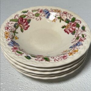 Vintage Vernon Kilns Dolores Fruit/Dessert Bowls~Hand Painted~Made in USA Set 5